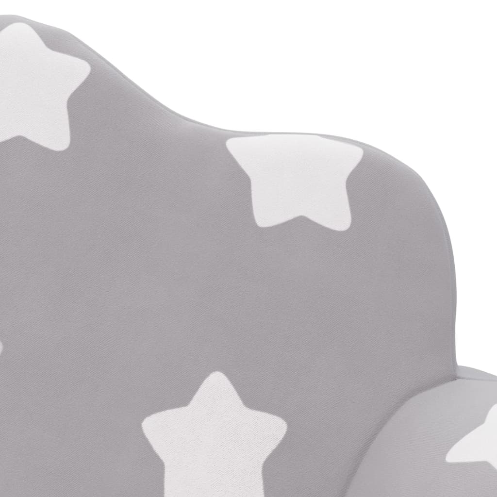 Divano Bambini 2 Posti Grigio Chiaro con Stelle Morbido Peluche