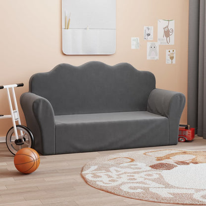 Divano per Bambini a 2 Posti Antracite in Morbido Peluche | homemem39