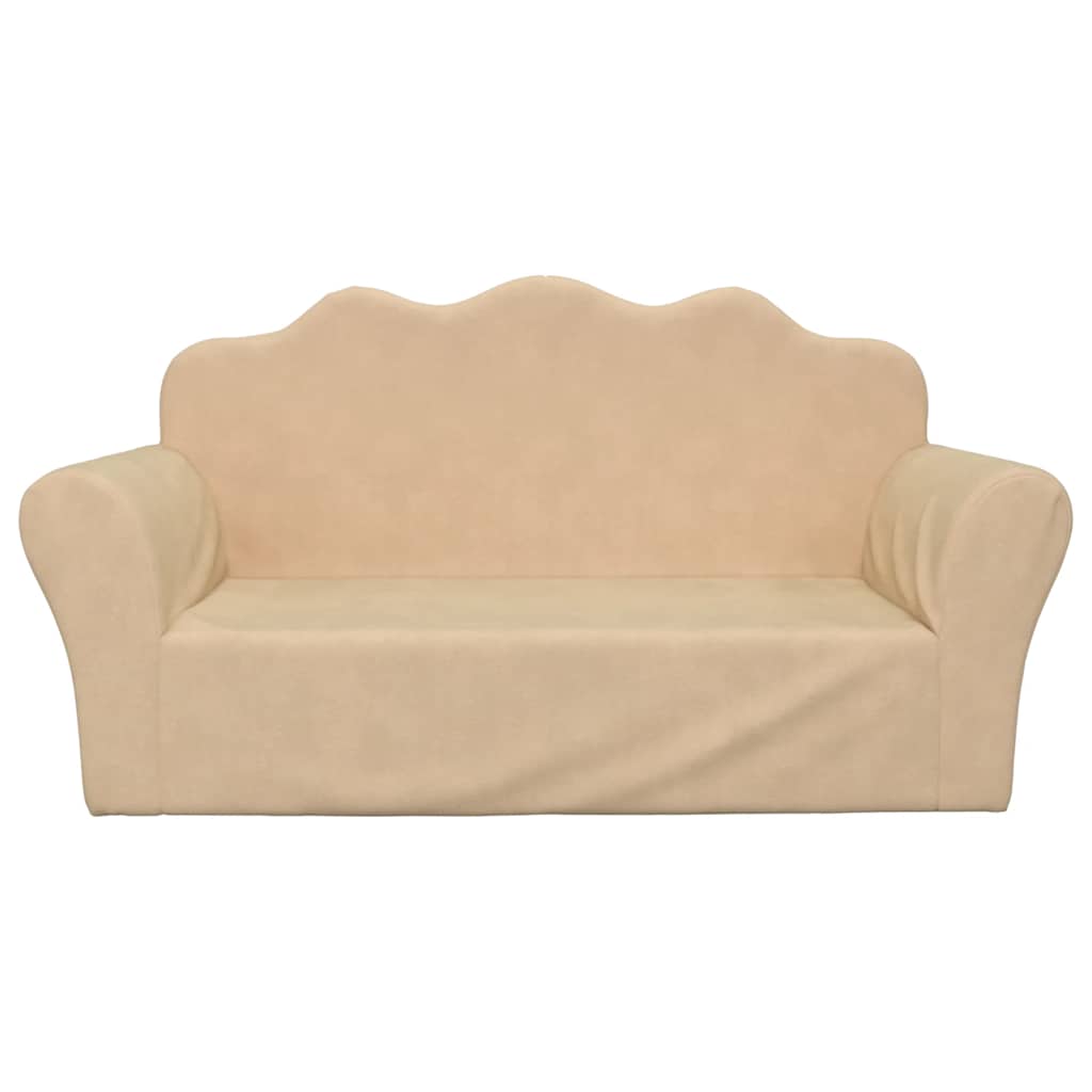Divano per Bambini a 2 Posti Crema in Morbido Peluche | homemem39
