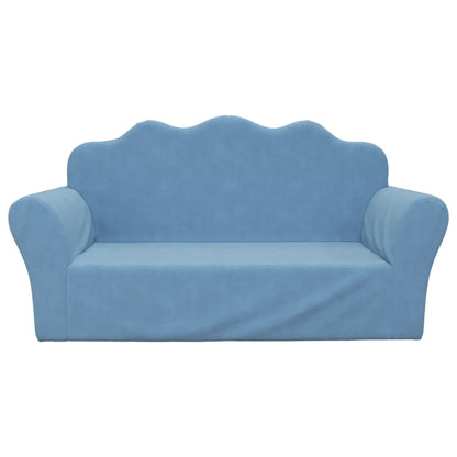 Divano per Bambini a 2 Posti Blu in Morbido Peluche | homemem39