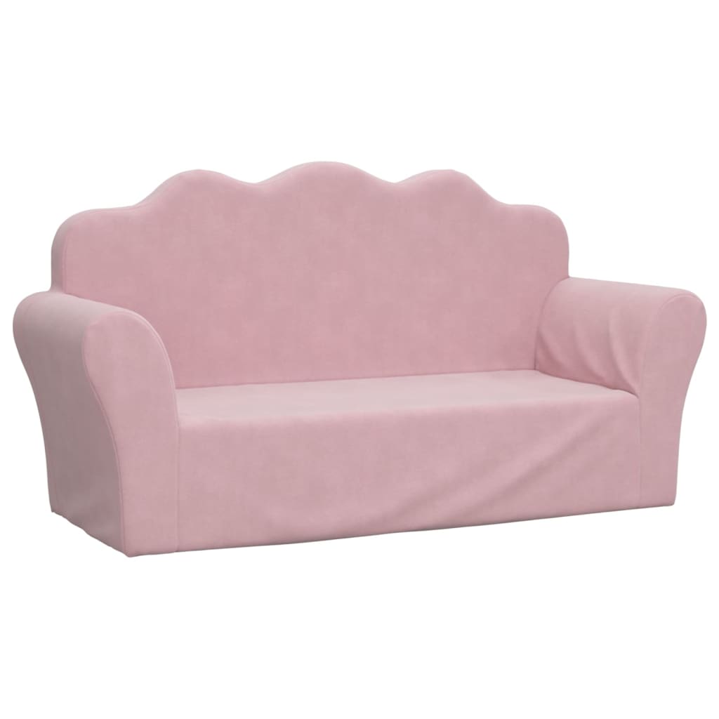 Divano per bambini a 2 posti rosa in morbido peluche | homemem39