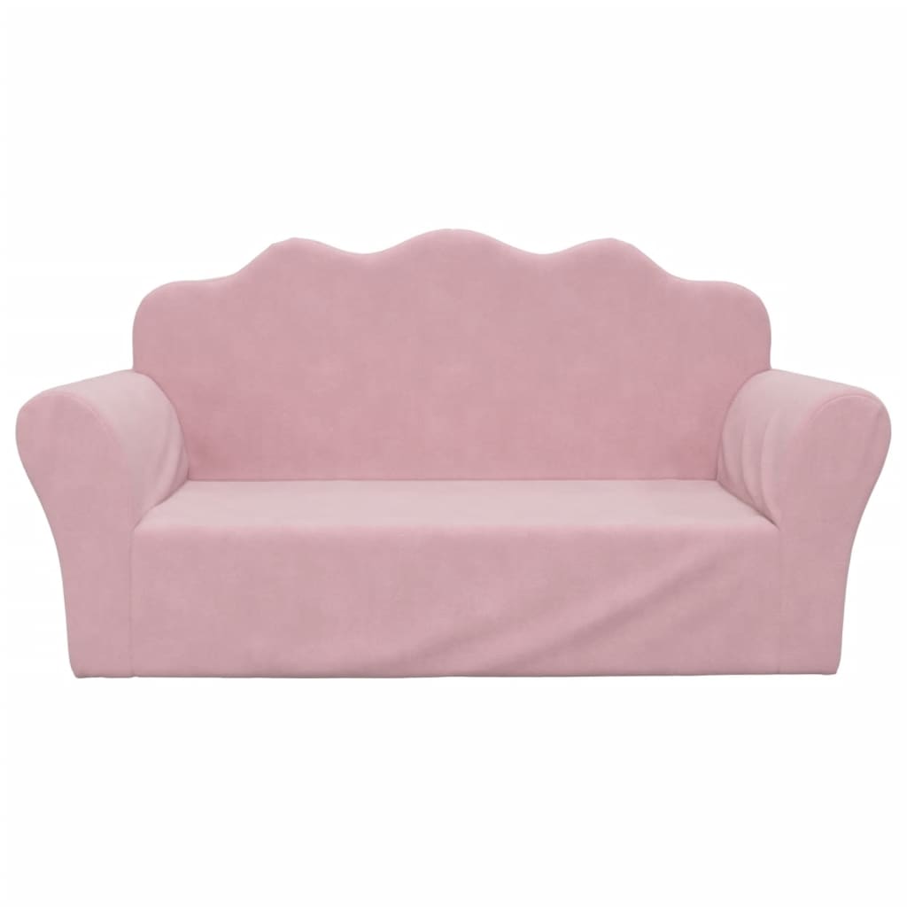Divano per bambini a 2 posti rosa in morbido peluche | homemem39