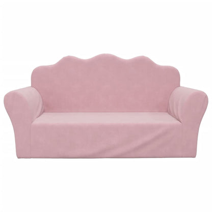 Divano per bambini a 2 posti rosa in morbido peluche | homemem39