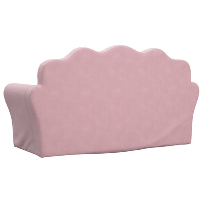 Divano per bambini a 2 posti rosa in morbido peluche | homemem39