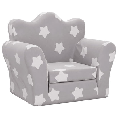 Divano Letto Bambini Grigio Chiaro con Stelle Morbido Peluche | homemem39