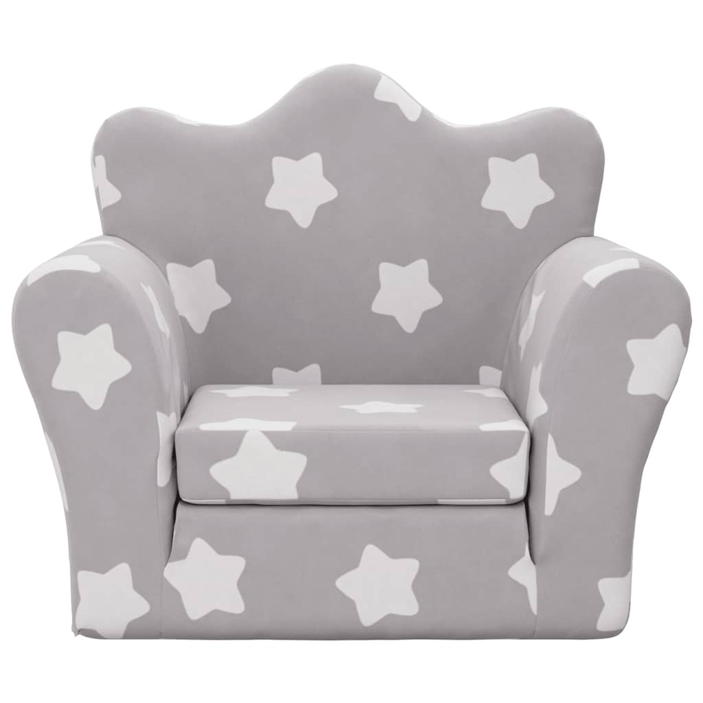 Divano Letto Bambini Grigio Chiaro con Stelle Morbido Peluche | homemem39