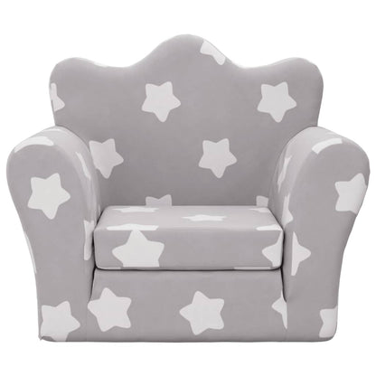 Divano Letto Bambini Grigio Chiaro con Stelle Morbido Peluche | homemem39