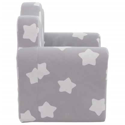 Divano Letto Bambini Grigio Chiaro con Stelle Morbido Peluche | homemem39