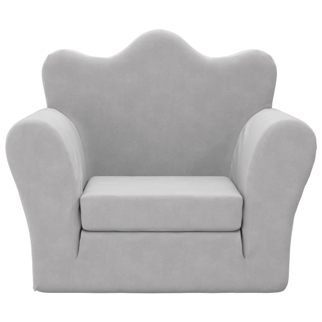 Divano Letto per Bambini Grigio Chiaro in Morbido Peluche | homemem39