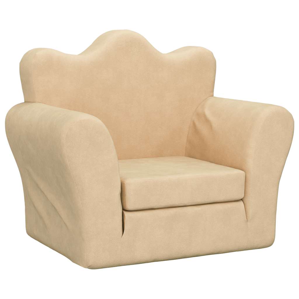 Divano Letto per Bambini Crema in Morbido Peluche