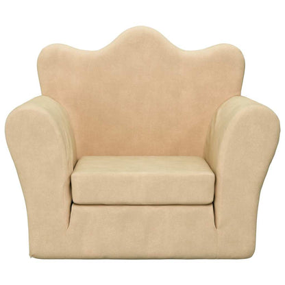 Divano Letto per Bambini Crema in Morbido Peluche