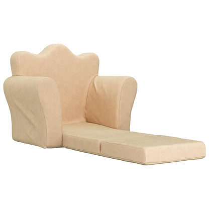 Divano Letto per Bambini Crema in Morbido Peluche