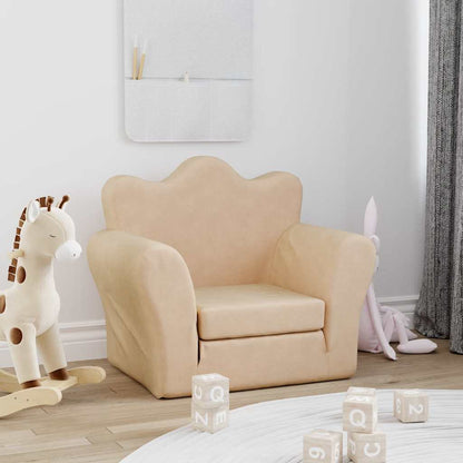 Divano Letto per Bambini Crema in Morbido Peluche