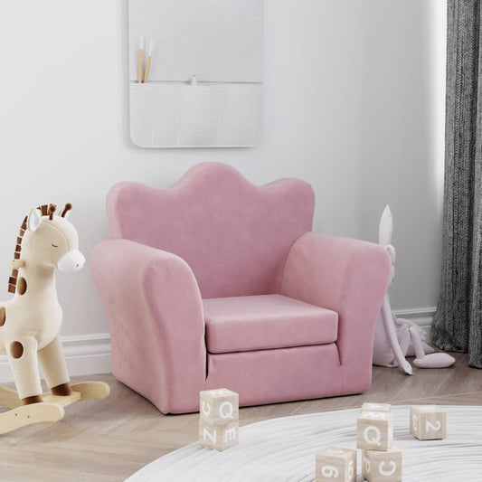 Divano Letto per Bambini Rosa in Morbido Peluche | homemem39