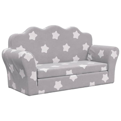 Divano Letto Bambini a 2 Posti Grigio Chiaro con Stelle Peluche | homemem39