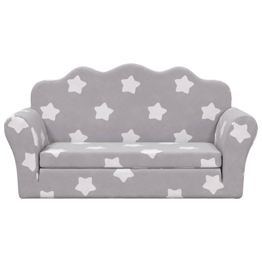 Divano Letto Bambini a 2 Posti Grigio Chiaro con Stelle Peluche | homemem39
