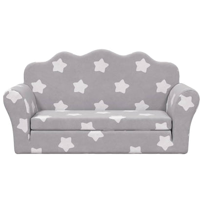 Divano Letto Bambini a 2 Posti Grigio Chiaro con Stelle Peluche | homemem39