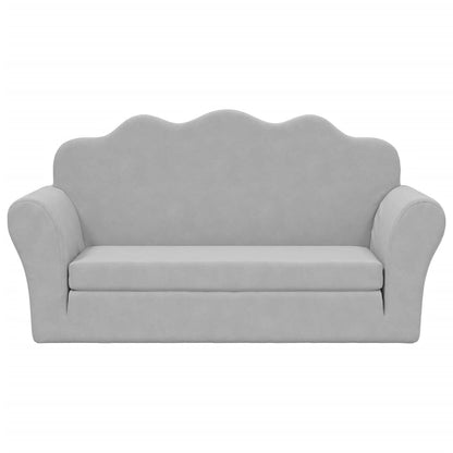 Divano Letto Bambini a 2 Posti Grigio Chiaro in Morbido Peluche