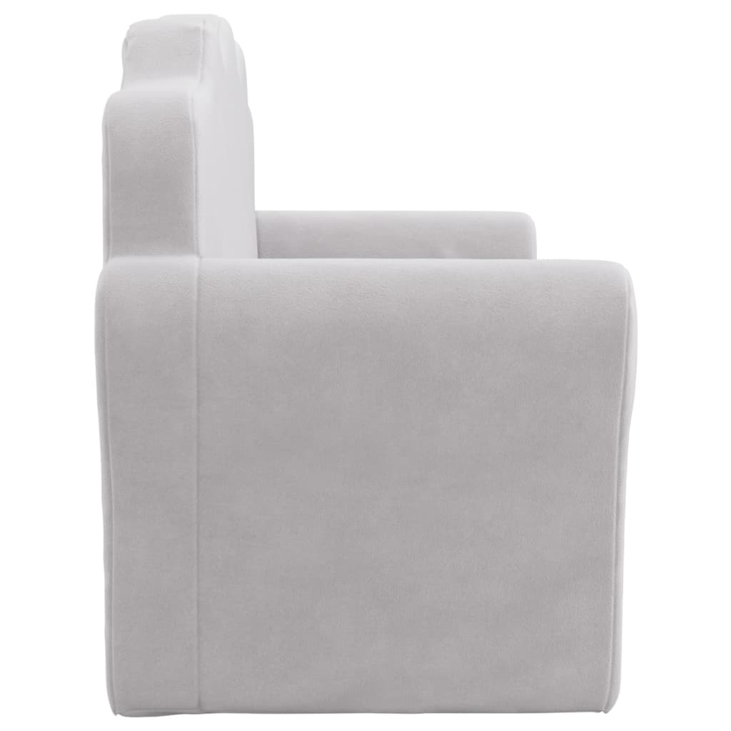 Divano Letto Bambini a 2 Posti Grigio Chiaro in Morbido Peluche