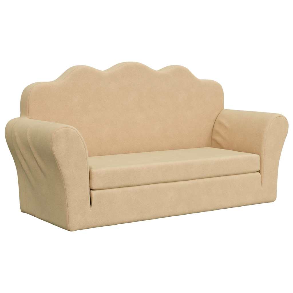 Divano Letto per Bambini a 2 Posti Crema in Morbido Peluche | homemem39