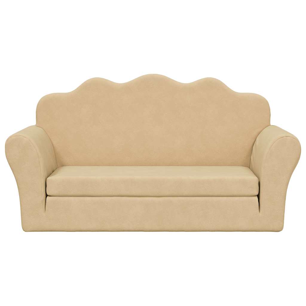 Divano Letto per Bambini a 2 Posti Crema in Morbido Peluche | homemem39