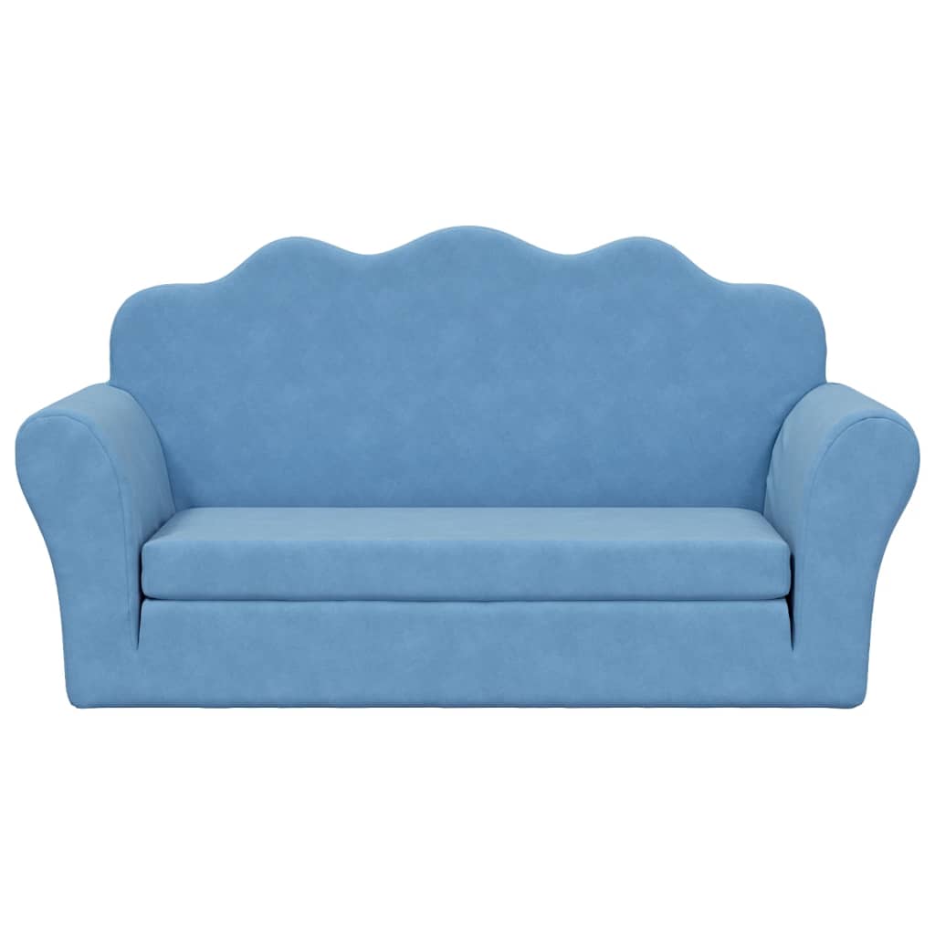 Divano Letto per Bambini a 2 Posti Blu in Morbido Peluche | homemem39