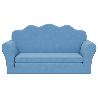 Divano Letto per Bambini a 2 Posti Blu in Morbido Peluche | homemem39