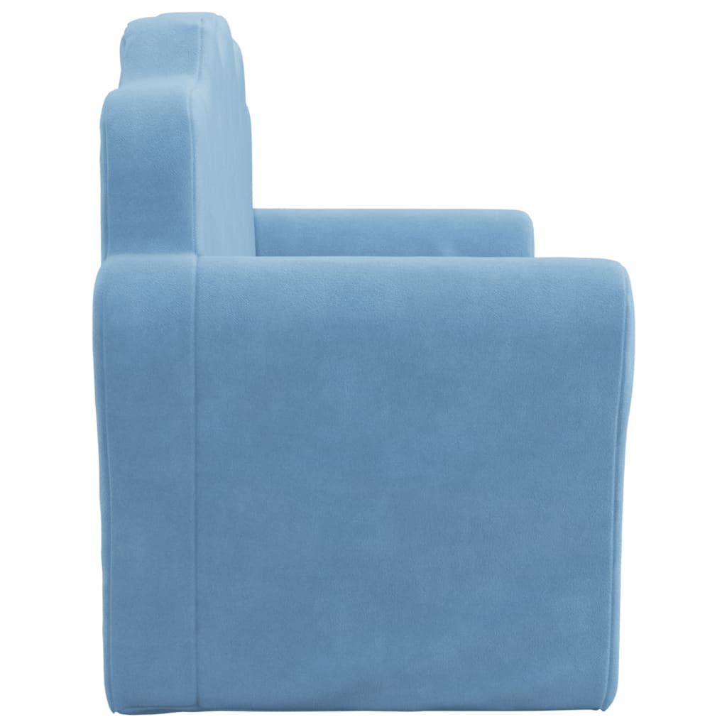 Divano Letto per Bambini a 2 Posti Blu in Morbido Peluche | homemem39