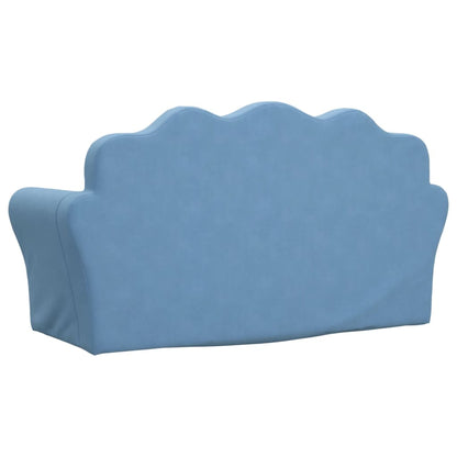 Divano Letto per Bambini a 2 Posti Blu in Morbido Peluche | homemem39