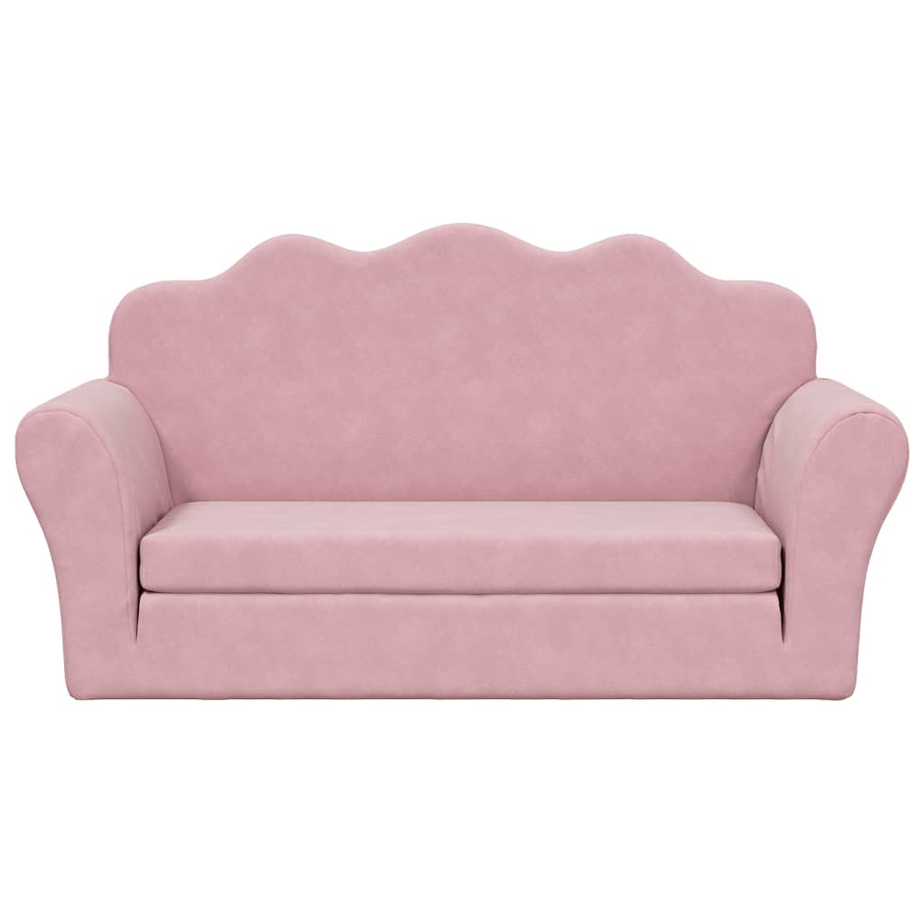 Divano Letto per Bambini a 2 Posti Rosa in Morbido Peluche