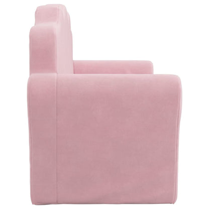 Divano Letto per Bambini a 2 Posti Rosa in Morbido Peluche