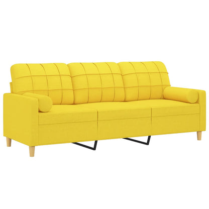 Divano a 3 Posti con Cuscini Giallo Chiaro 180 cm in Tessuto | homemem39