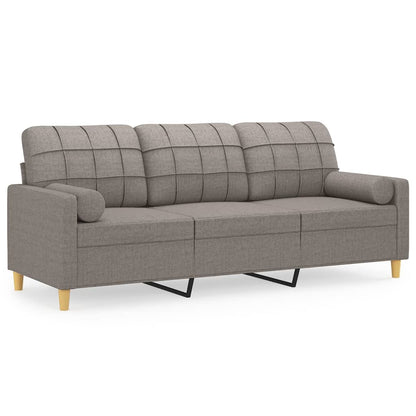 3-Sitzer-Sofa mit taubengrauen Kissen 180 cm aus Stoff