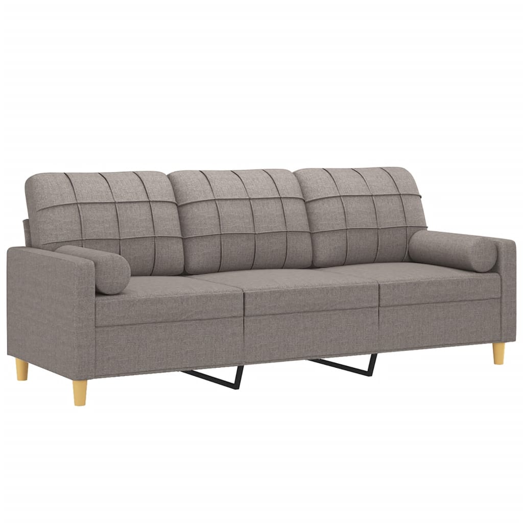 3-Sitzer-Sofa mit taubengrauen Kissen 180 cm aus Stoff