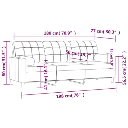 3-Sitzer-Sofa mit taubengrauen Kissen 180 cm aus Stoff