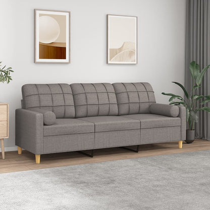 3-Sitzer-Sofa mit taubengrauen Kissen 180 cm aus Stoff