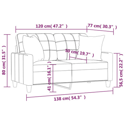 Divano a 2 Posti con Cuscini Grigio 120 cm in Similpelle