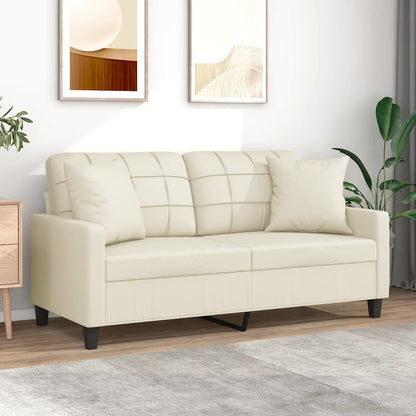 Divano a 2 Posti con Cuscini Crema 140 cm in Similpelle | homemem39