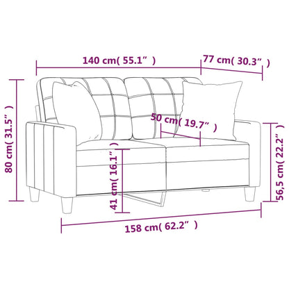 Divano a 2 Posti con Cuscini Grigio 140 cm in Similpelle