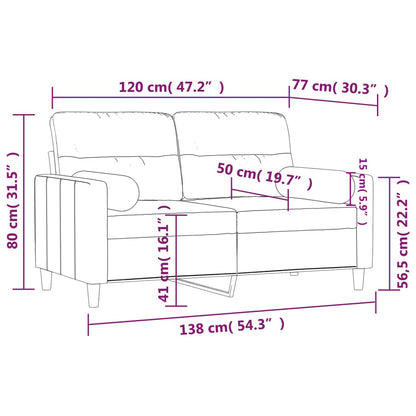 Divano a 2 Posti con Cuscini Grigio Chiaro 120 cm in Tessuto