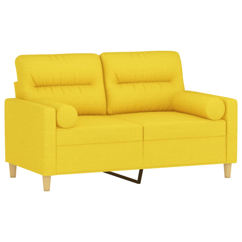Divano a 2 Posti con Cuscini Giallo Chiaro 120 cm in Tessuto | homemem39