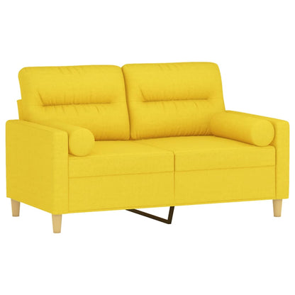 Divano a 2 Posti con Cuscini Giallo Chiaro 120 cm in Tessuto | homemem39