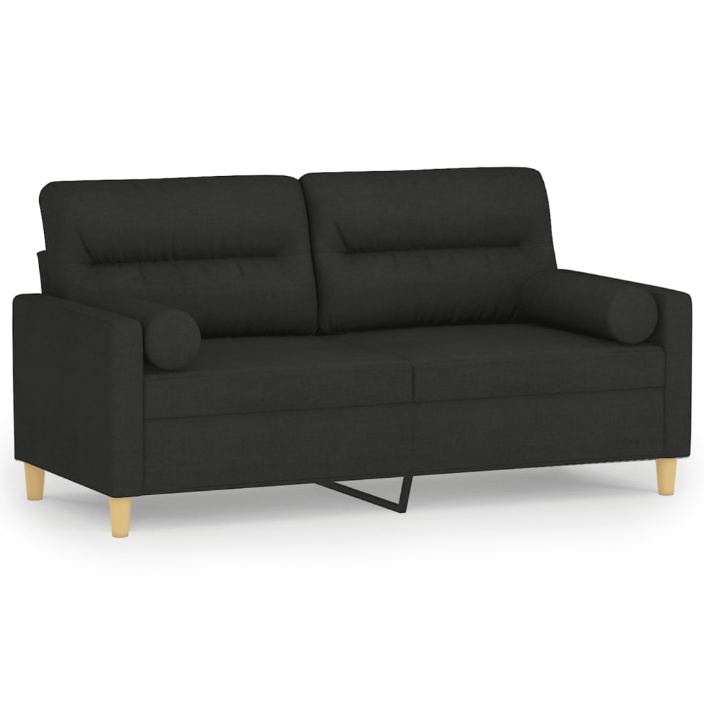 2-Sitzer-Sofa mit schwarzen Kissen 140 cm aus Stoff