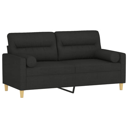 2-Sitzer-Sofa mit schwarzen Kissen 140 cm aus Stoff