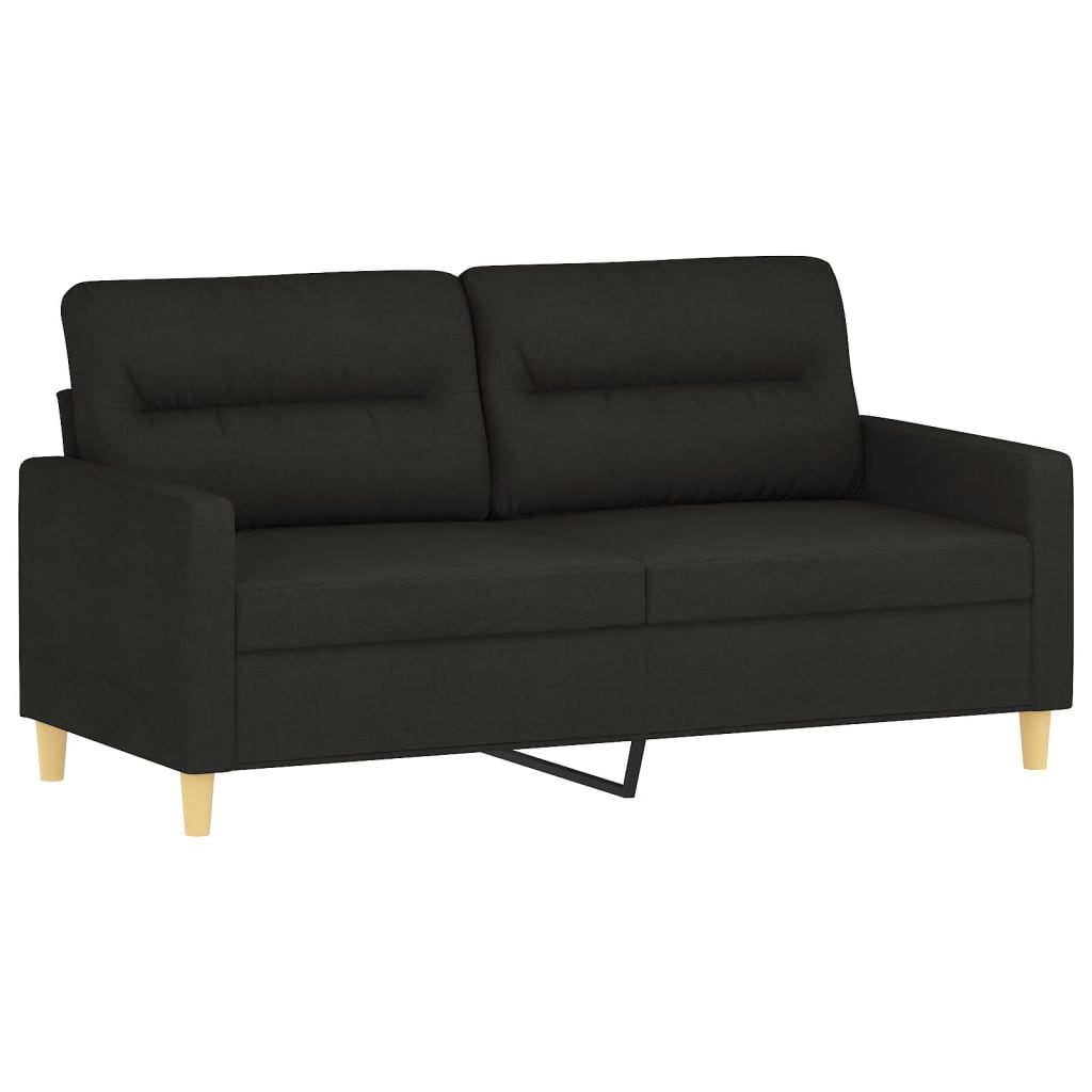 2-Sitzer-Sofa mit schwarzen Kissen 140 cm aus Stoff