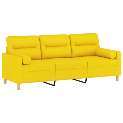 Divano a 3 Posti con Cuscini Giallo Chiaro 180 cm in Tessuto | homemem39