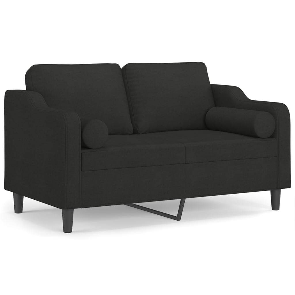 2-Sitzer-Sofa mit schwarzen Kissen 120 cm aus Stoff