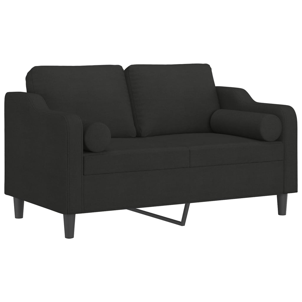 2-Sitzer-Sofa mit schwarzen Kissen 120 cm aus Stoff