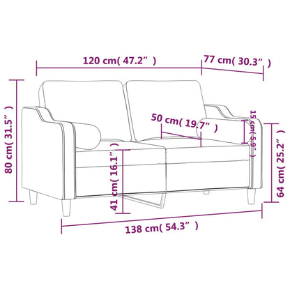 2-Sitzer-Sofa mit schwarzen Kissen 120 cm aus Stoff