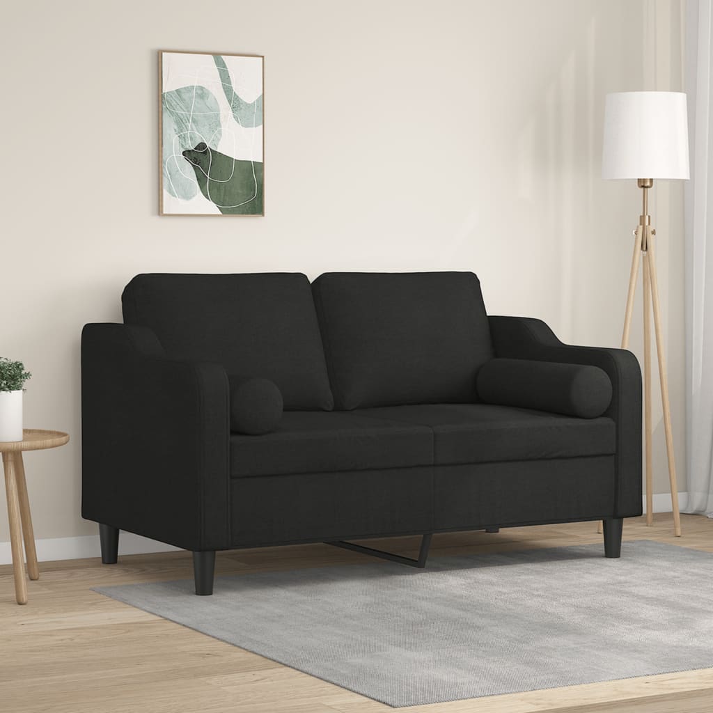 2-Sitzer-Sofa mit schwarzen Kissen 120 cm aus Stoff